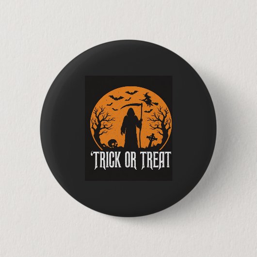 Halloween Süßes oder Saures Sensenmann Design_1 Button (Vorderseite)