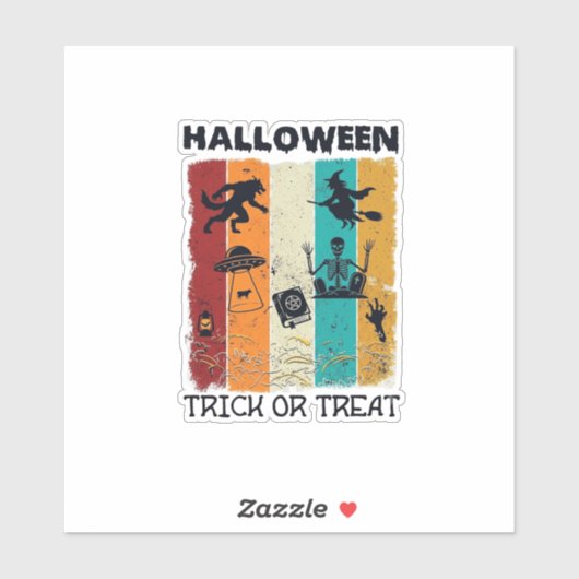 Halloween Süßes oder Saures Werwolf Hexe Skelett U Aufkleber (Blatt)