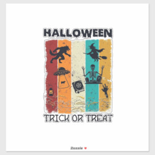 Halloween Süßes oder Saures Werwolf Hexe Skelett U Aufkleber