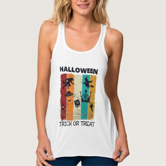 Halloween Süßes oder Saures Werwolf Hexe Skelett U Tank Top (Vorderseite)