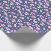 Halloween Süßes Rosa Kürbismuster Geschenkpapier (Ecke)