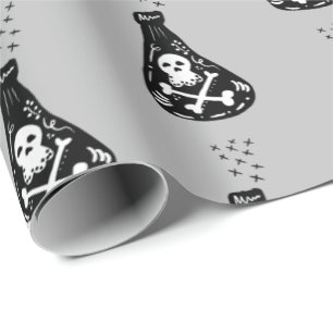 Halloween Süßes Skelett Giftig Gruselig Flasche Geschenkpapier