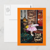 Halloween Süßigkeiten erbettelnde Kitty Postkarte (Vorne/Hinten)