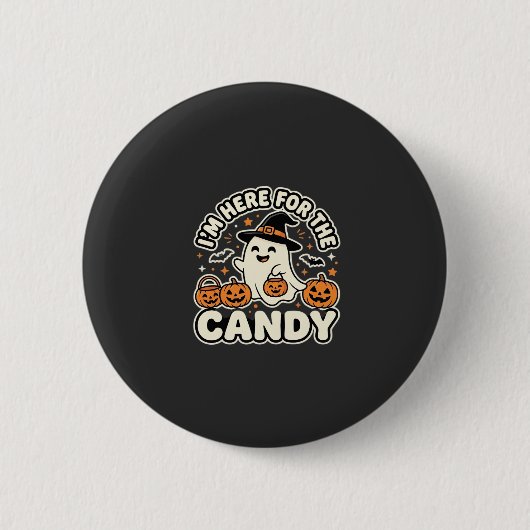 Halloween Süßigkeiten Geist Kürbis Design Button (Vorderseite)