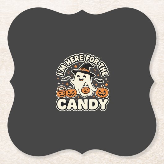 Halloween Süßigkeiten Geist Kürbis Design Untersetzer (Vorderseite)