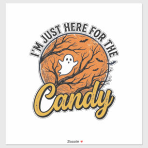 Halloween Süßigkeiten Geist Vintage Vektor Design_ Aufkleber