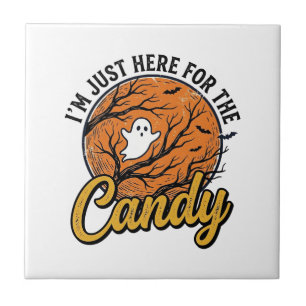 Halloween-Süßigkeiten-Geist Vintage-Vektor-Design_ Fliese