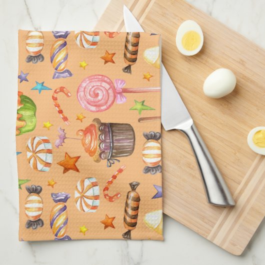 Halloween-Süßigkeiten Geschirrtuch (Viertel Falte)