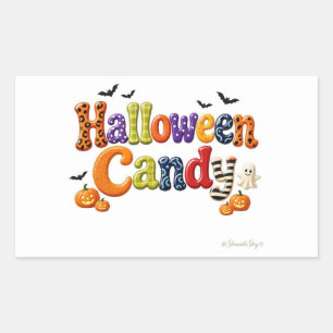 Halloween-Süßigkeiten gestreifte Geist-Buchstaben Rechteckiger Aufkleber