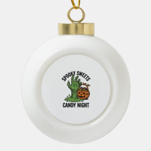 Halloween-Süßigkeiten-Monster Vintage Grusel-Grafi Keramik Kugel-Ornament