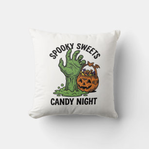 Halloween-Süßigkeiten-Monster Vintage Grusel-Grafi Kissen