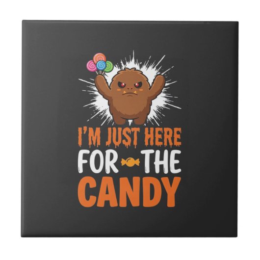 Halloween-Süßigkeiten-Monster-Zitat-Design Fliese (Vorderseite)