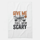 Halloween-Süßigkeiten oder nenne mich gruselig Vin Geschirrtuch (Vertikal)