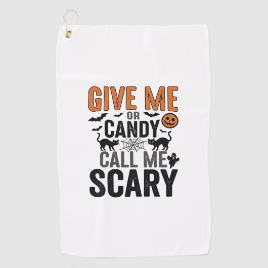 Halloween-Süßigkeiten oder nenne mich gruselig Vin Golfhandtuch (Vorderseite)