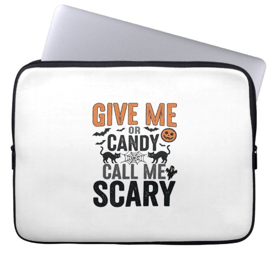 Halloween-Süßigkeiten oder nenne mich gruselig Vin Laptopschutzhülle (Vorderseite)