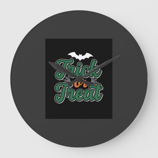 Halloween-Süßigkeiten oder Saures Fledermaus-Webde Große Wanduhr (Vorderseite)