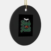 Halloween-Süßigkeiten oder Saures Fledermaus-Webde Keramik Ornament (Rechts)
