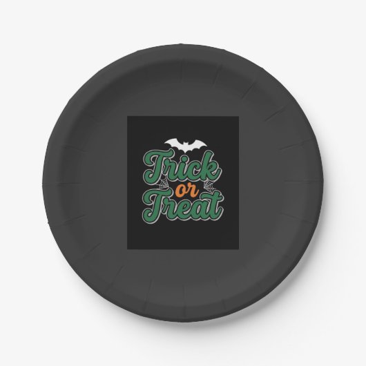 Halloween-Süßigkeiten oder Saures Fledermaus-Webde Pappteller (Vorderseite)