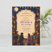 Halloween-Süßigkeiten-oder-Saures-Geburtstag Einladung (Stehend Vorderseite)