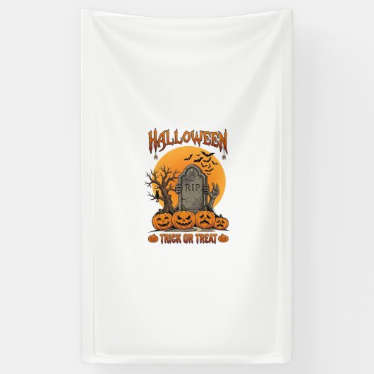 Halloween-Süßigkeiten-oder-Saures-Grabstein-Zombie Banner (Vertikal)