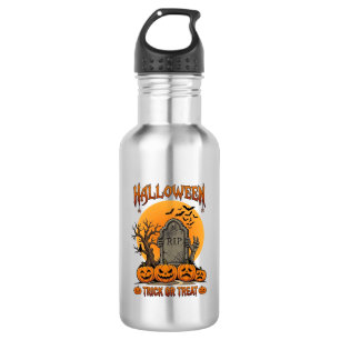 Halloween-Süßigkeiten oder Saures Grabstein Zombie Edelstahlflasche