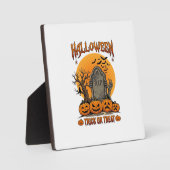 Halloween-Süßigkeiten-oder-Saures-Grabstein-Zombie Fotoplatte (Vorderseite)