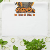 Halloween-Süßigkeiten-oder-Saures-Grabstein-Zombie Geschirrtuch (Gefaltet)