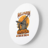 Halloween-Süßigkeiten-oder-Saures-Grabstein-Zombie Große Wanduhr (Winkel)