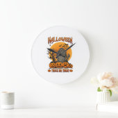 Halloween-Süßigkeiten-oder-Saures-Grabstein-Zombie Große Wanduhr (Zuhause)