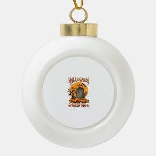 Halloween-Süßigkeiten-oder-Saures-Grabstein-Zombie Keramik Kugel-Ornament