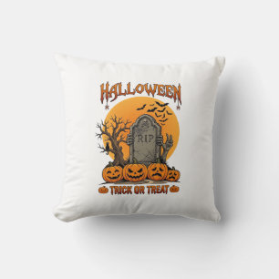 Halloween-Süßigkeiten-oder-Saures-Grabstein-Zombie Kissen