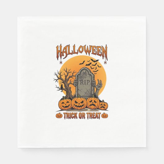 Halloween Süßigkeiten oder Saures Grabstein Zombie Serviette (Vorderseite)