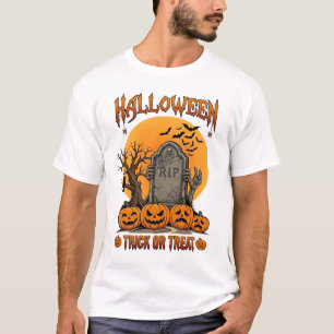 Halloween-Süßigkeiten oder Saures Grabstein Zombie T-Shirt