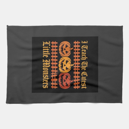 Halloween-Süßigkeiten oder Saures kleine Monster K Geschirrtuch (Horizontal)