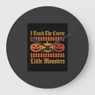 Halloween-Süßigkeiten oder Saures kleine Monster K Große Wanduhr