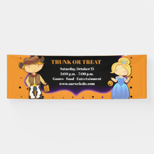 Halloween-Süßigkeiten oder Saures Kofferraum oder Banner
