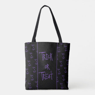 Halloween-Süßigkeiten oder Saures lila und schwarz Tasche