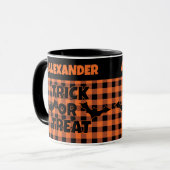 Halloween-Süßigkeiten oder Saures Orange & Schwarz Tasse (Vorderseite Links)