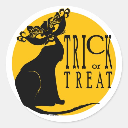 Halloween-Süßigkeiten-oder-Saures-Schwarze-Katze-R Runder Aufkleber (Vorderseite)