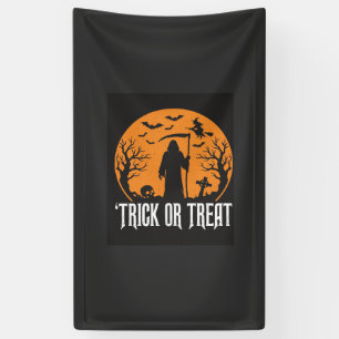 Halloween-Süßigkeiten oder Saures Sensenmann-Desig Banner