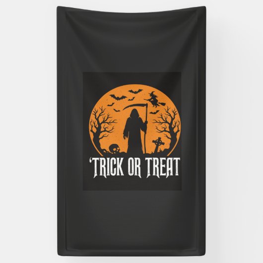 Halloween-Süßigkeiten oder Saures Sensenmann-Desig Banner (Vertikal)