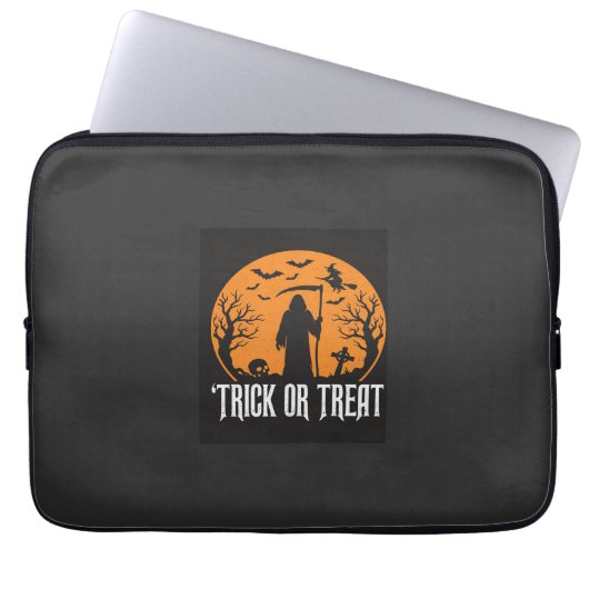 Halloween-Süßigkeiten oder Saures Sensenmann-Desig Laptopschutzhülle (Vorderseite)