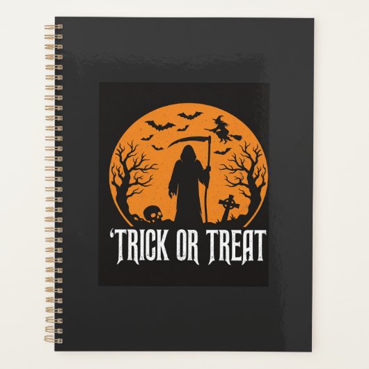 Halloween-Süßigkeiten oder Saures Sensenmann-Desig Planer (Vorderseite)