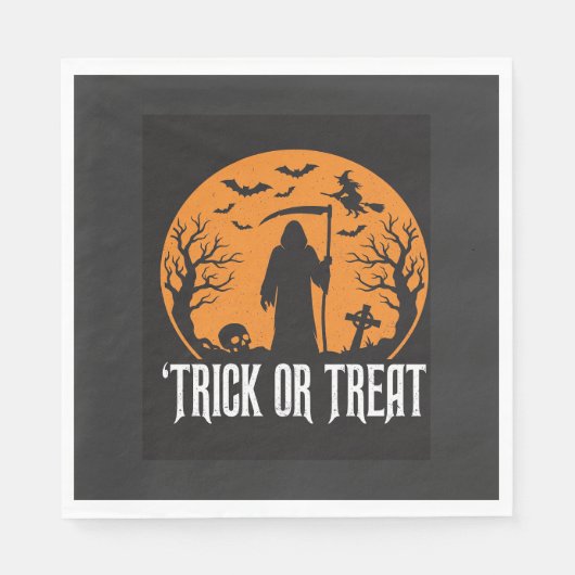 Halloween-Süßigkeiten oder Saures Sensenmann-Desig Serviette (Vorderseite)