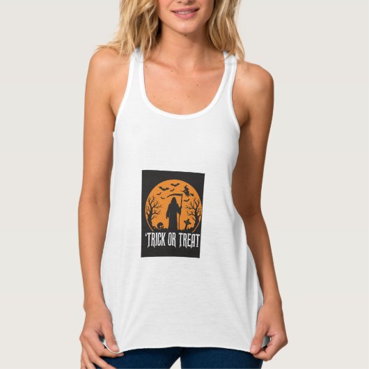 Halloween-Süßigkeiten oder Saures Sensenmann-Desig Tank Top (Vorderseite)