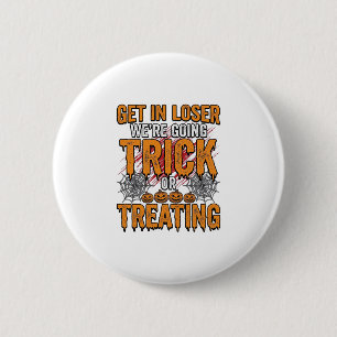 Halloween-Süßigkeiten oder Saures Vintage-Typograf Button