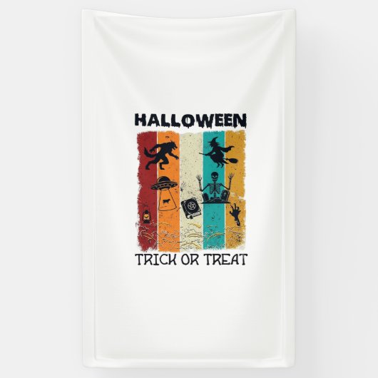 Halloween Süßigkeiten oder Saures Werwolf Hexe Ske Banner (Vertikal)