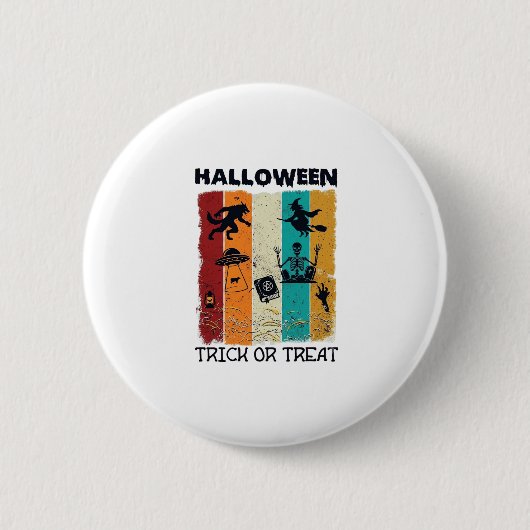 Halloween-Süßigkeiten-oder-Saures Werwolf Hexe Ske Button (Vorderseite)