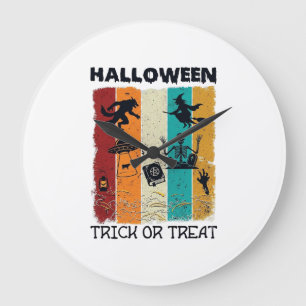Halloween Süßigkeiten oder Saures Werwolf Hexe Ske Große Wanduhr