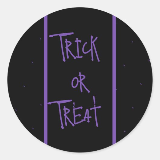 Halloween-Süßigkeiten oder Streich schwarzes und v Runder Aufkleber (Vorderseite)